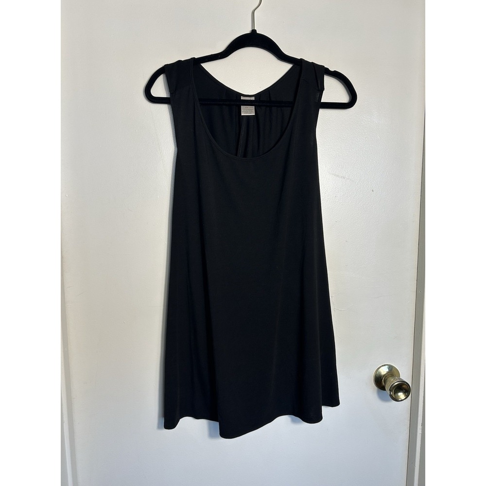 Terra & Sky Women's Plus 1X (16W-18W) Black Scoop Neck Tank Top Tencel Blend